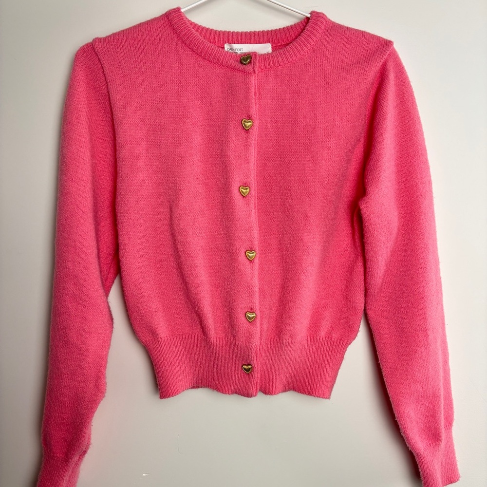 Pink Heart Button Women's cardigan oak and fort